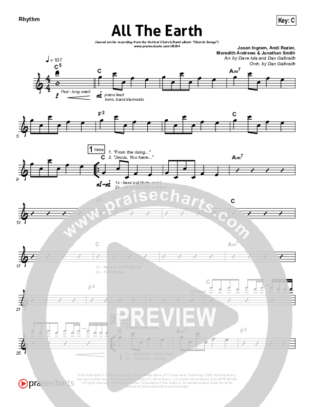 All The Earth Rhythm Chart (Vertical Worship)