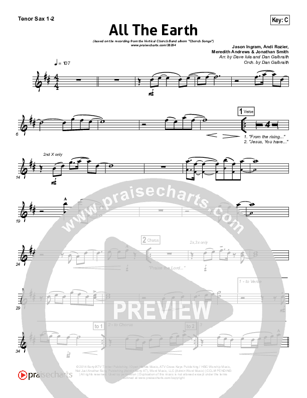 All The Earth Tenor Sax 1/2 (Vertical Worship)