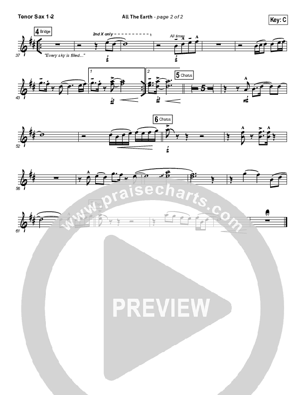 All The Earth Tenor Sax 1/2 (Vertical Worship)