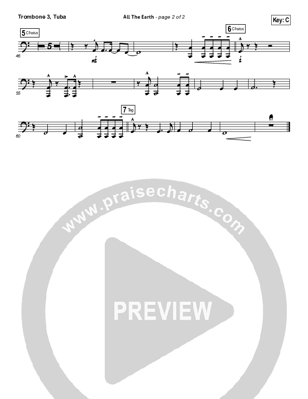 All The Earth Trombone 3/Tuba (Vertical Worship)
