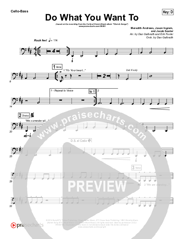 Do What You Want To Cello/Bass (Vertical Worship)