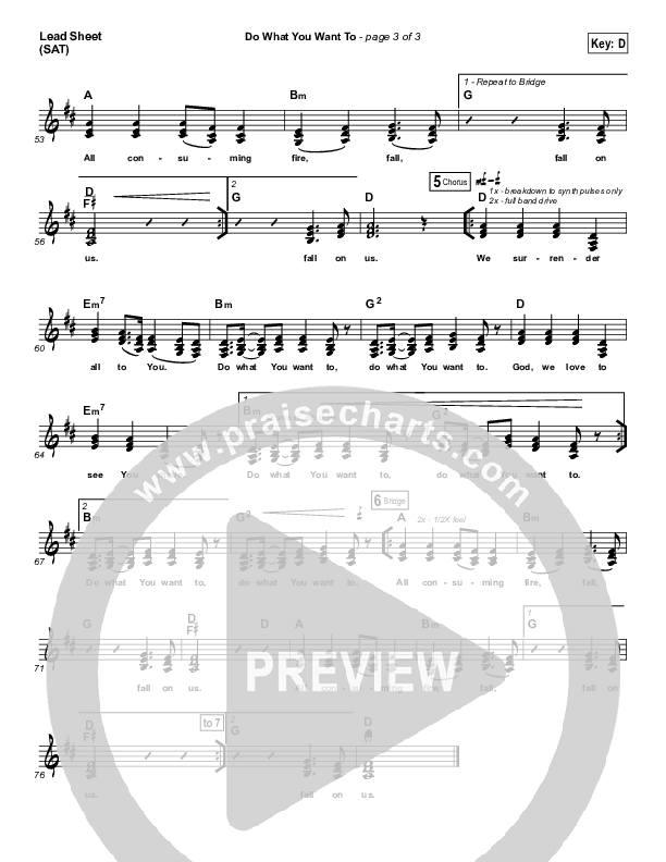 Do What You Want To Lead Sheet (SAT) (Vertical Worship)