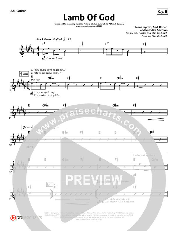 Lamb Of God Rhythm Chart (Vertical Worship)