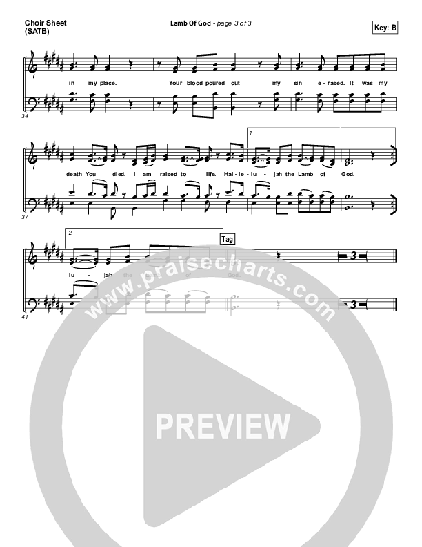 Lamb Of God Choir Sheet (SATB) (Vertical Worship)