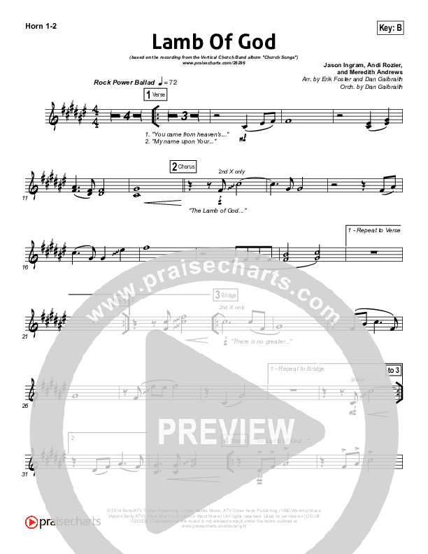 Lamb Of God French Horn 1/2 (Vertical Worship)