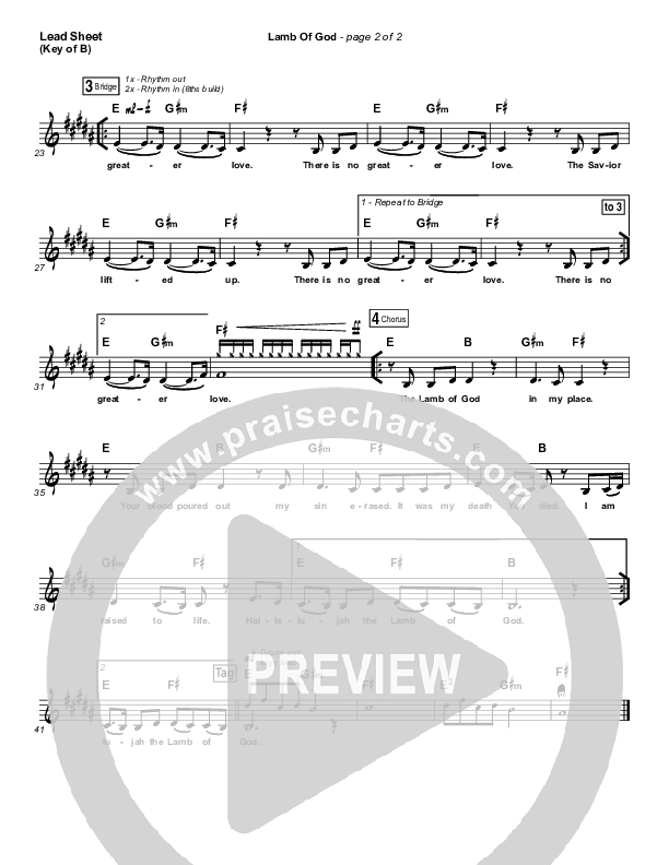 Lamb Of God Lead Sheet (Melody) (Vertical Worship)