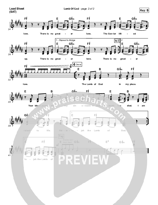 Lamb Of God Lead Sheet (SAT) (Vertical Worship)