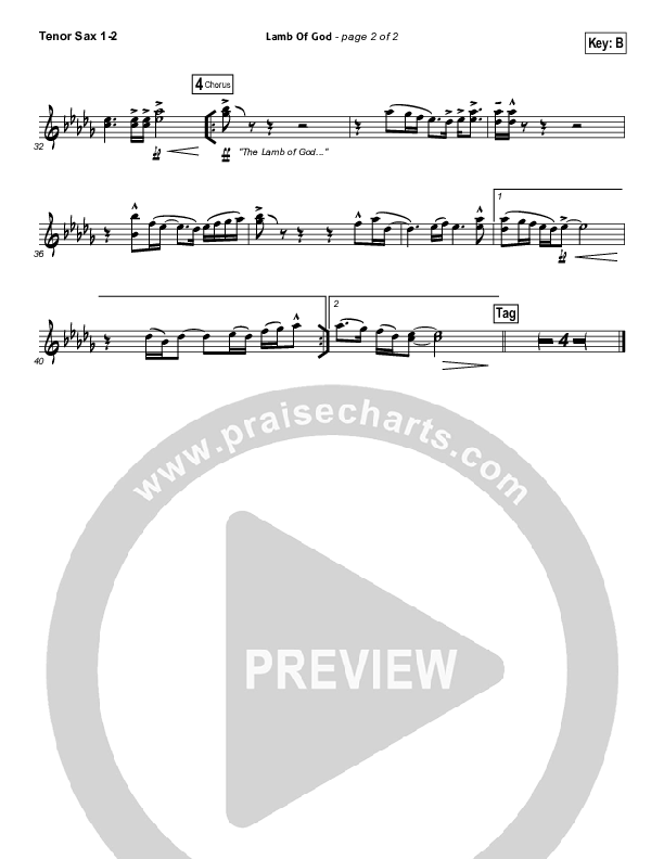 Lamb Of God Tenor Sax 1/2 (Vertical Worship)