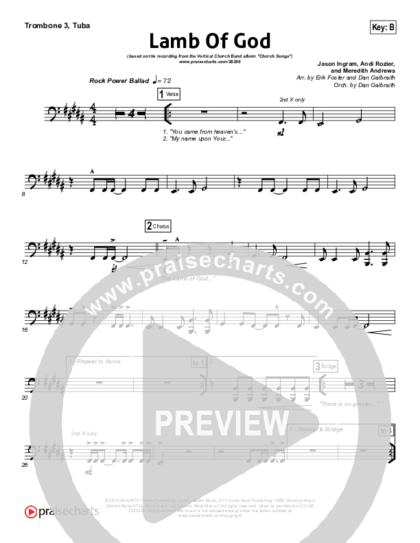 Lamb Of God Trombone 3/Tuba (Vertical Worship)