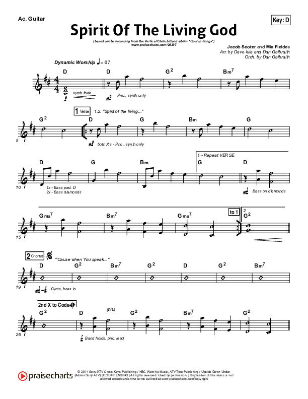 Spirit Of The Living God Acoustic Guitar (Vertical Worship)