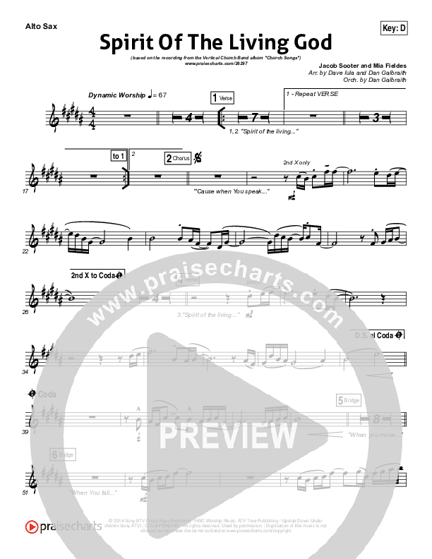 Spirit Of The Living God Alto Sax (Vertical Worship)