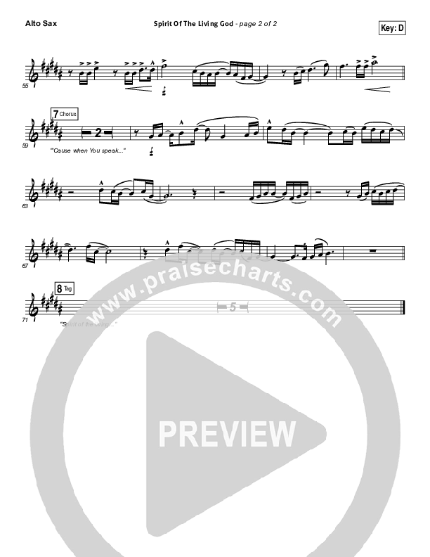Spirit Of The Living God Alto Sax (Vertical Worship)
