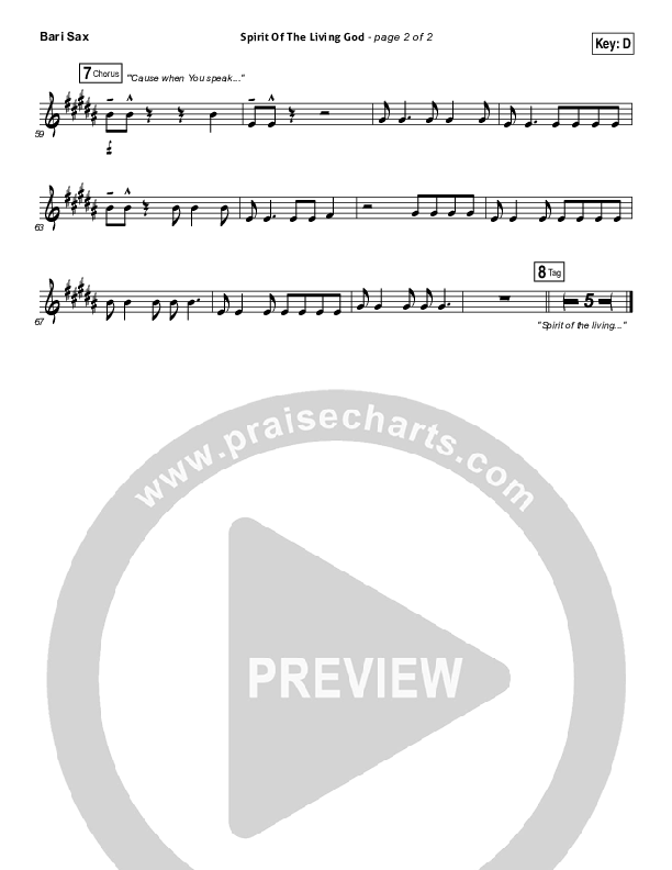 Spirit Of The Living God Bari Sax (Vertical Worship)