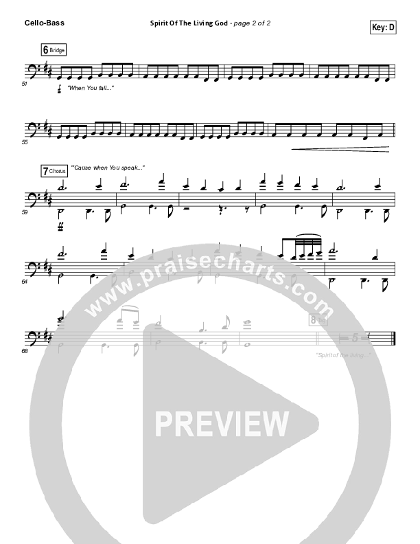 Spirit Of The Living God Cello/Bass (Vertical Worship)