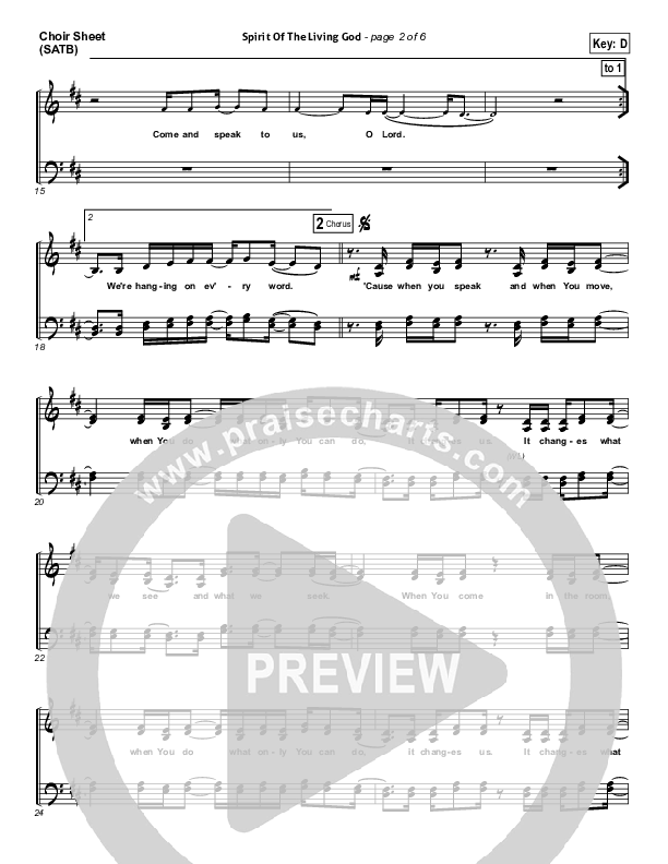 Spirit Of The Living God Choir Sheet (SATB) (Vertical Worship)