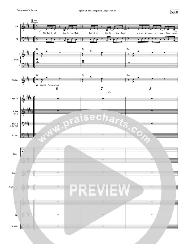 Spirit Of The Living God Conductor's Score (Vertical Worship)