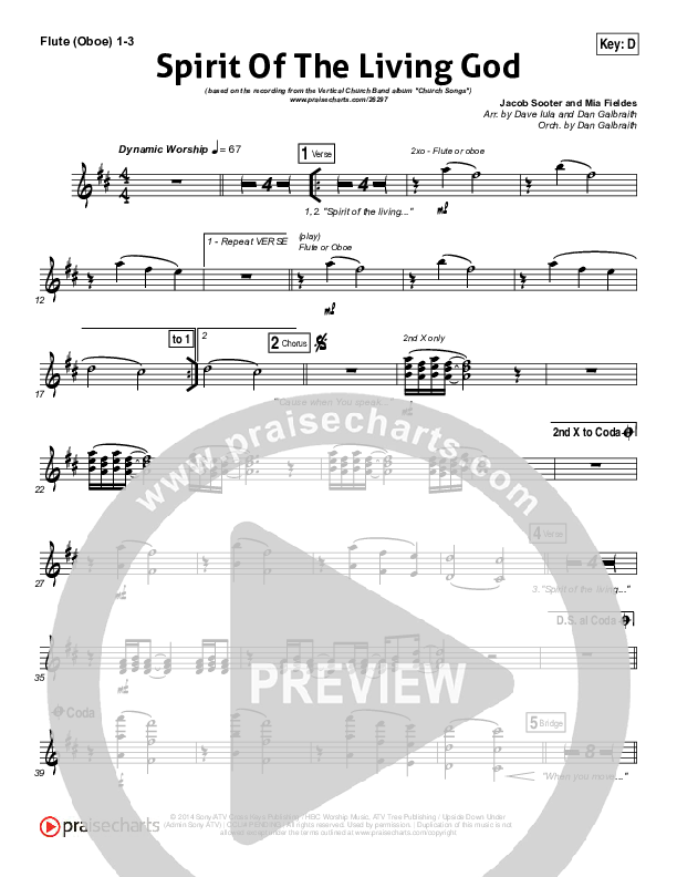 Spirit Of The Living God Flute/Oboe 1/2/3 (Vertical Worship)
