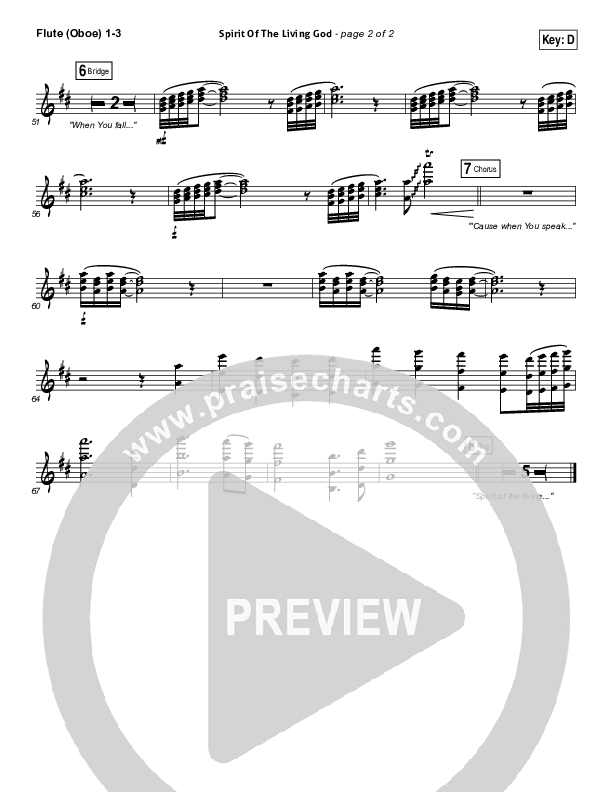 Spirit Of The Living God Flute/Oboe 1/2/3 (Vertical Worship)