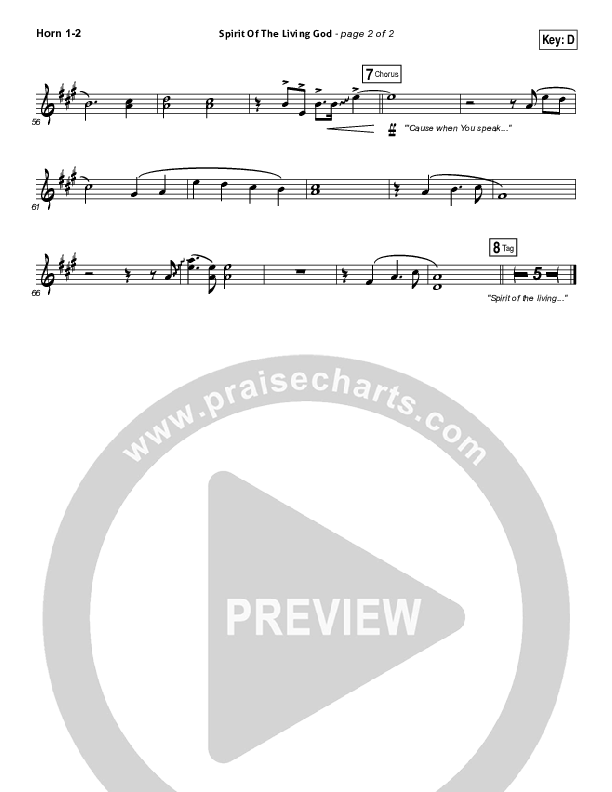 Spirit Of The Living God French Horn 1/2 (Vertical Worship)
