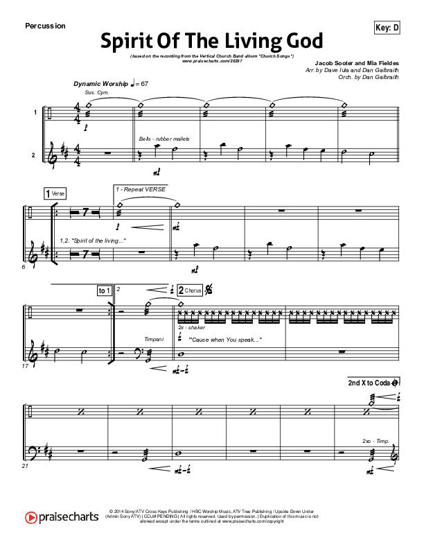Spirit Of The Living God Percussion (Vertical Worship)