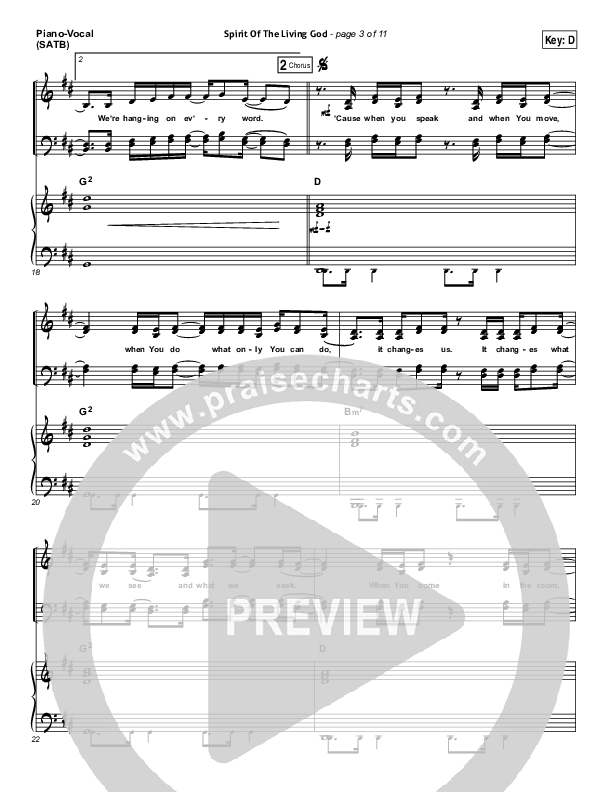 Spirit Of The Living God Piano/Vocal (SATB) (Vertical Worship)