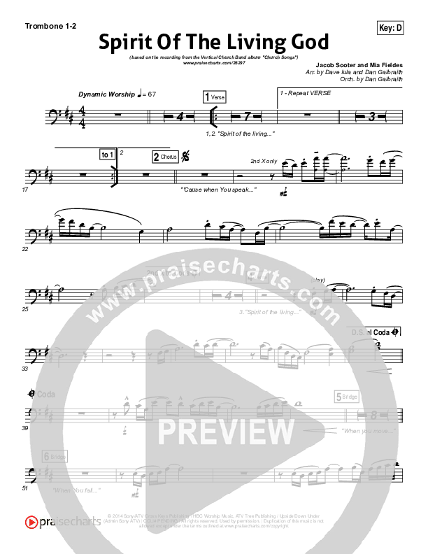 Spirit Of The Living God Trombone 1/2 (Vertical Worship)