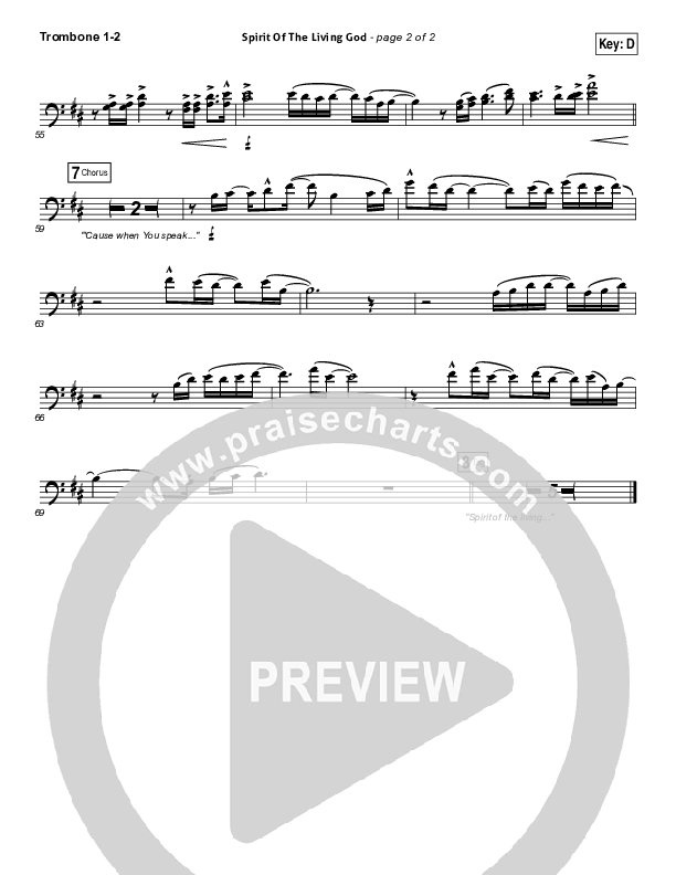 Spirit Of The Living God Trombone 1/2 (Vertical Worship)