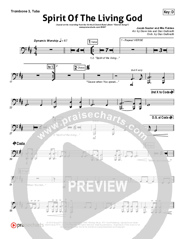 Spirit Of The Living God Trombone 3/Tuba (Vertical Worship)