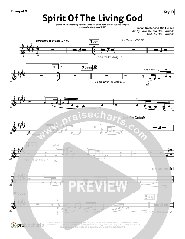 Spirit Of The Living God Trumpet 3 (Vertical Worship)