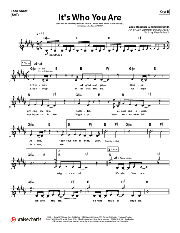 It's Who You Are Lead Sheet (SAT) (Vertical Worship)