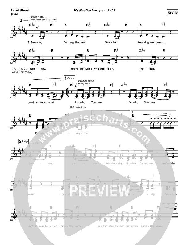 It's Who You Are Lead Sheet (SAT) (Vertical Worship)
