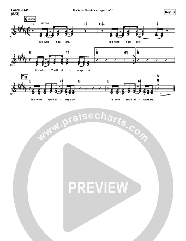It's Who You Are Lead Sheet (SAT) (Vertical Worship)