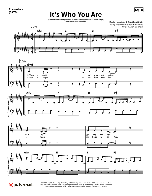 It's Who You Are Piano/Vocal (SATB) (Vertical Worship)