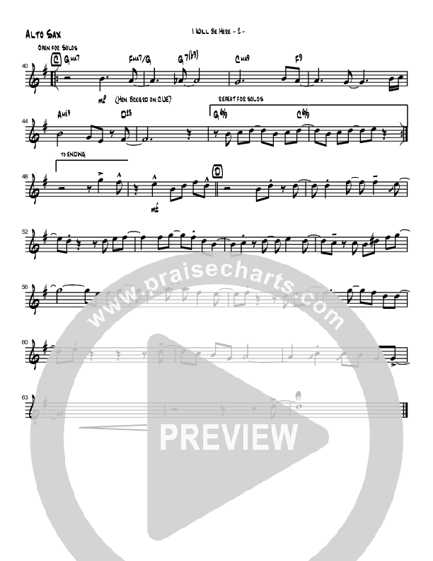 I Will Be Here (Instrumental) Alto Sax (Brad Henderson)
