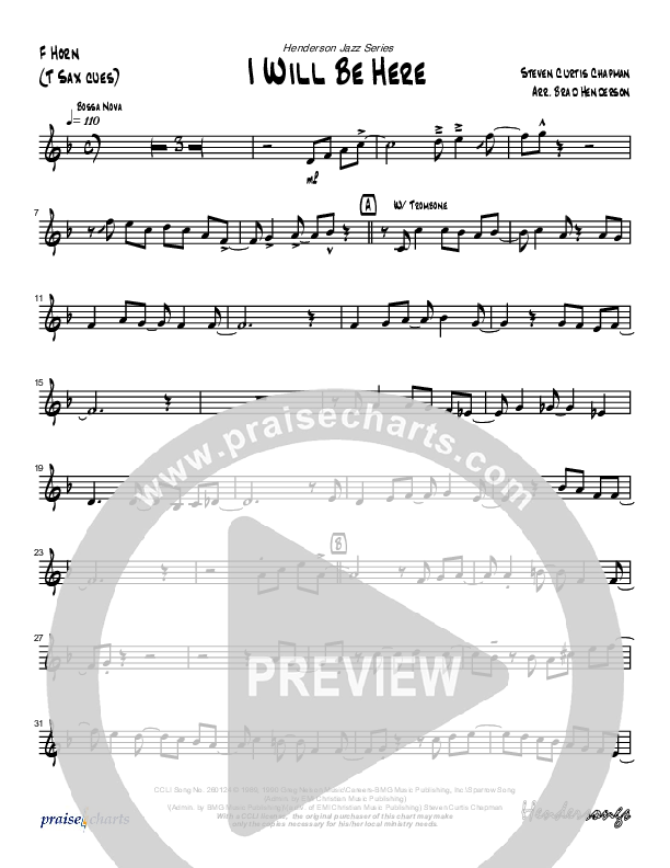 I Will Be Here (Instrumental) French Horn (Brad Henderson)