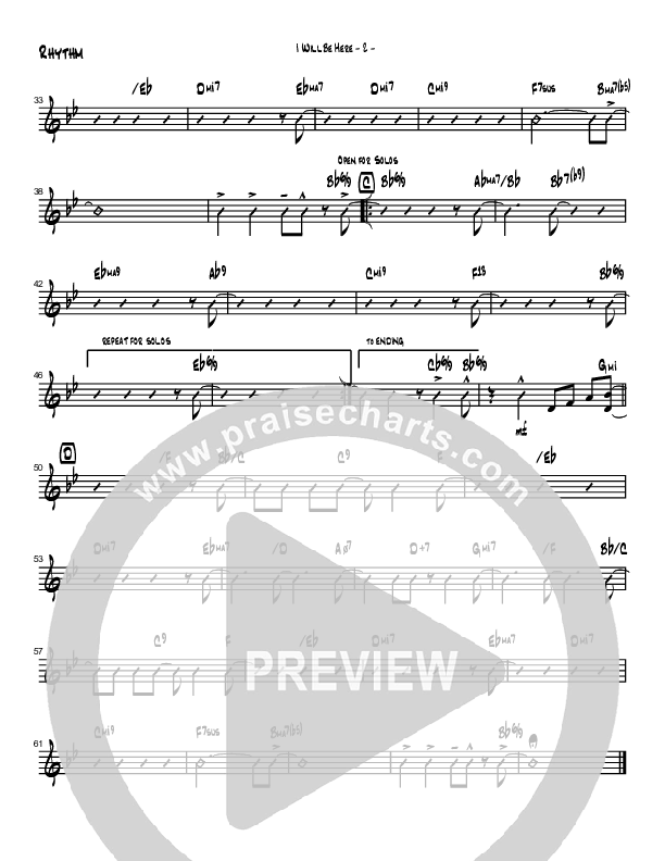 I Will Be Here (Instrumental) Rhythm Chart (Brad Henderson)