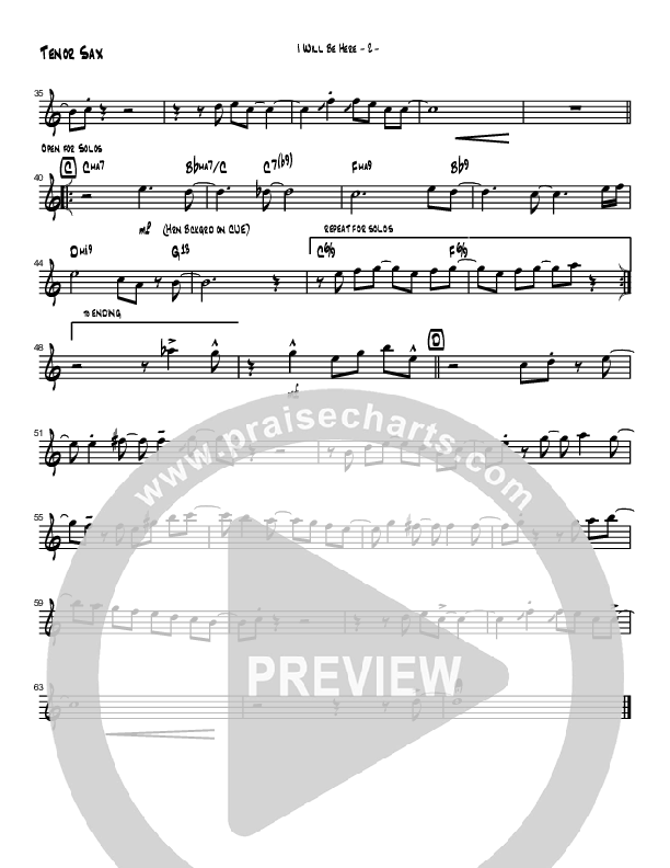 I Will Be Here (Instrumental) Tenor Sax 2 (Brad Henderson)