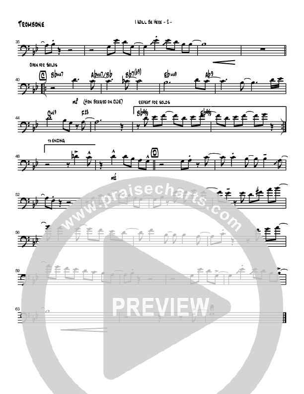 I Will Be Here (Instrumental) Trombone (Brad Henderson)
