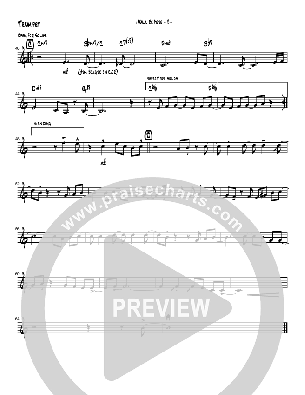 I Will Be Here (Instrumental) Trumpet (Brad Henderson)