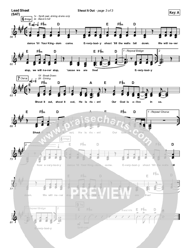 Shout It Out Lead Sheet (SAT) (Vertical Worship)