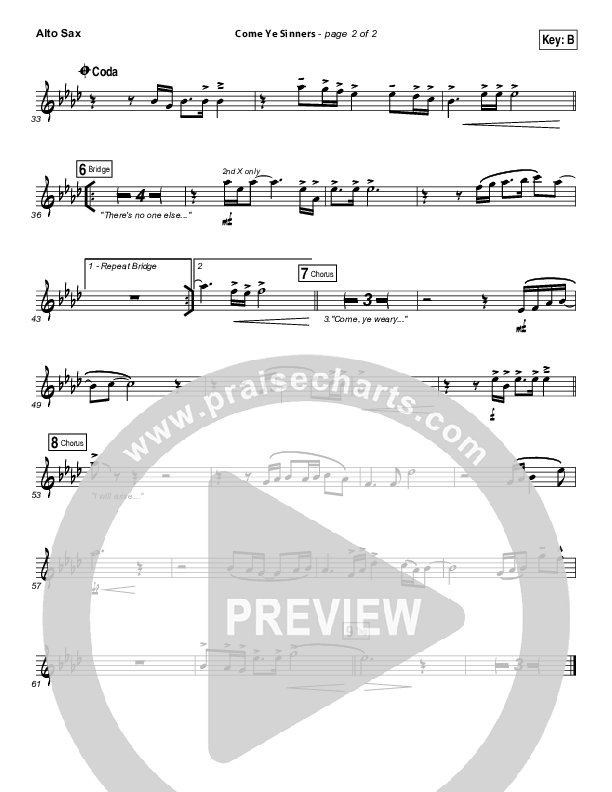 Come Ye Sinners Alto Sax (Vertical Worship)