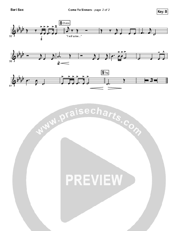 Come Ye Sinners Bari Sax (Vertical Worship)