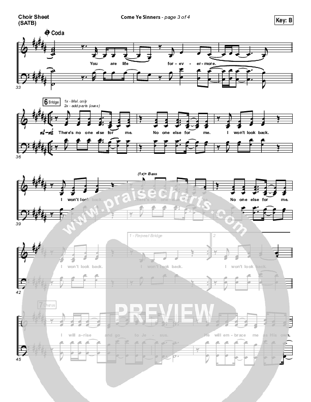 Come Ye Sinners Choir Sheet (SATB) (Vertical Worship)