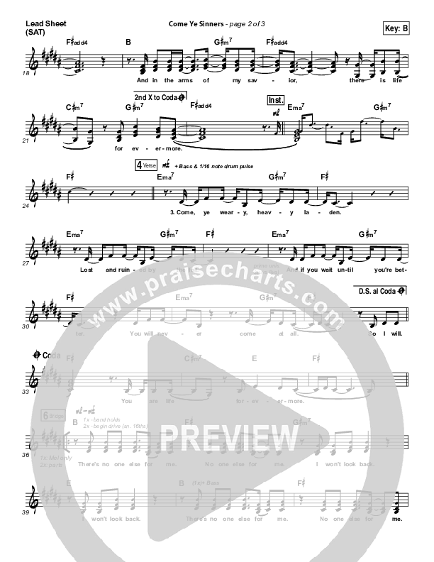 Come Ye Sinners Lead Sheet (SAT) (Vertical Worship)