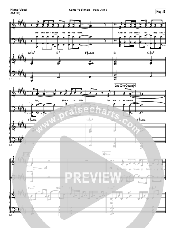 Come Ye Sinners Piano/Vocal (SATB) (Vertical Worship)