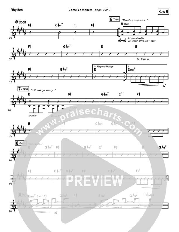 Come Ye Sinners Rhythm Chart (Vertical Worship)