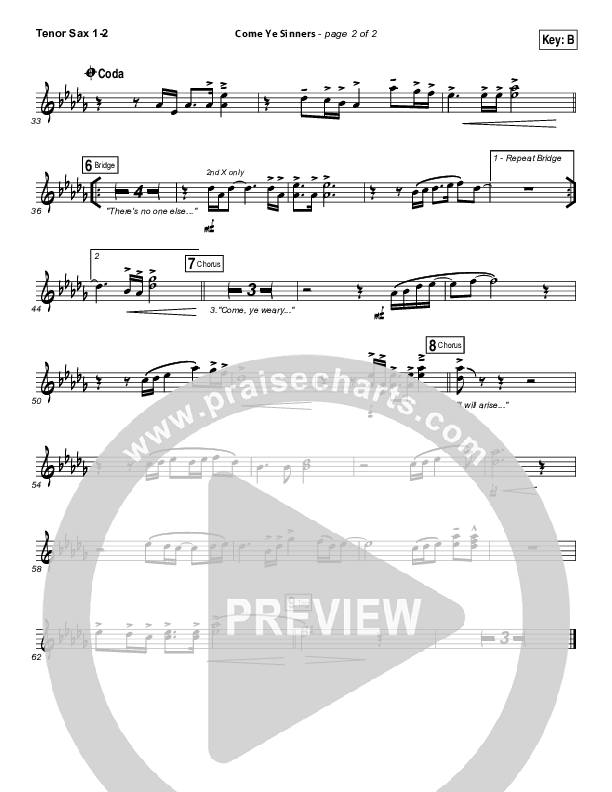 Come Ye Sinners Tenor Sax 1/2 (Vertical Worship)