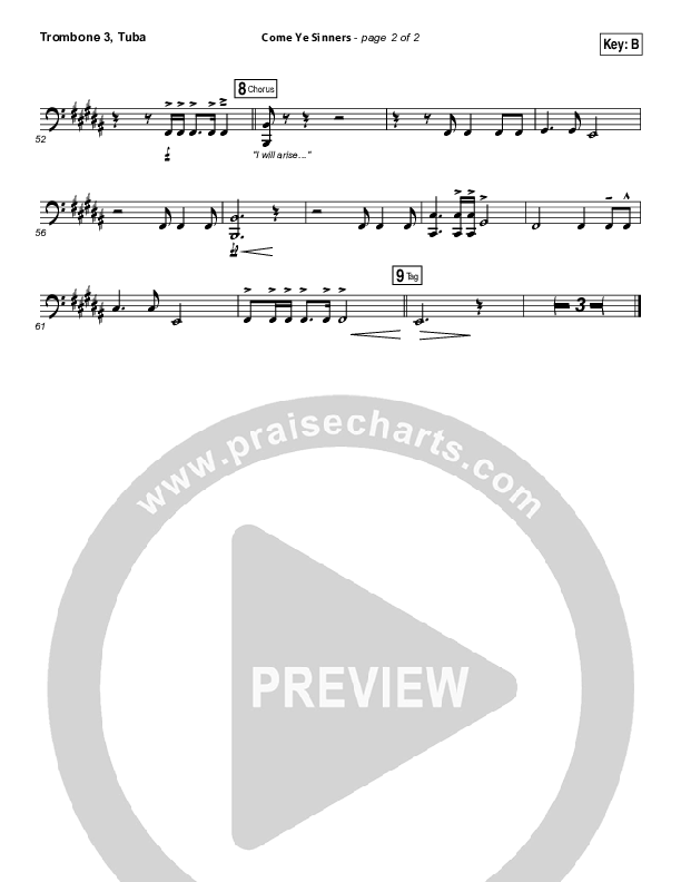 Come Ye Sinners Trombone 3/Tuba (Vertical Worship)