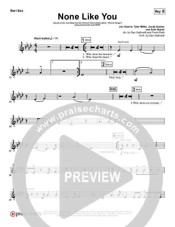 None Like You Bari Sax (Vertical Worship)