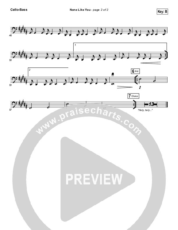 None Like You Cello/Bass (Vertical Worship)